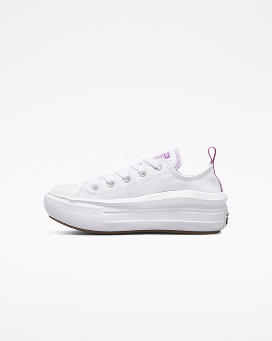 Zapatos Plataforma Converse Chuck Taylor All Star Move Bajas Niña Blancas Moradas Blancas | PE W27540